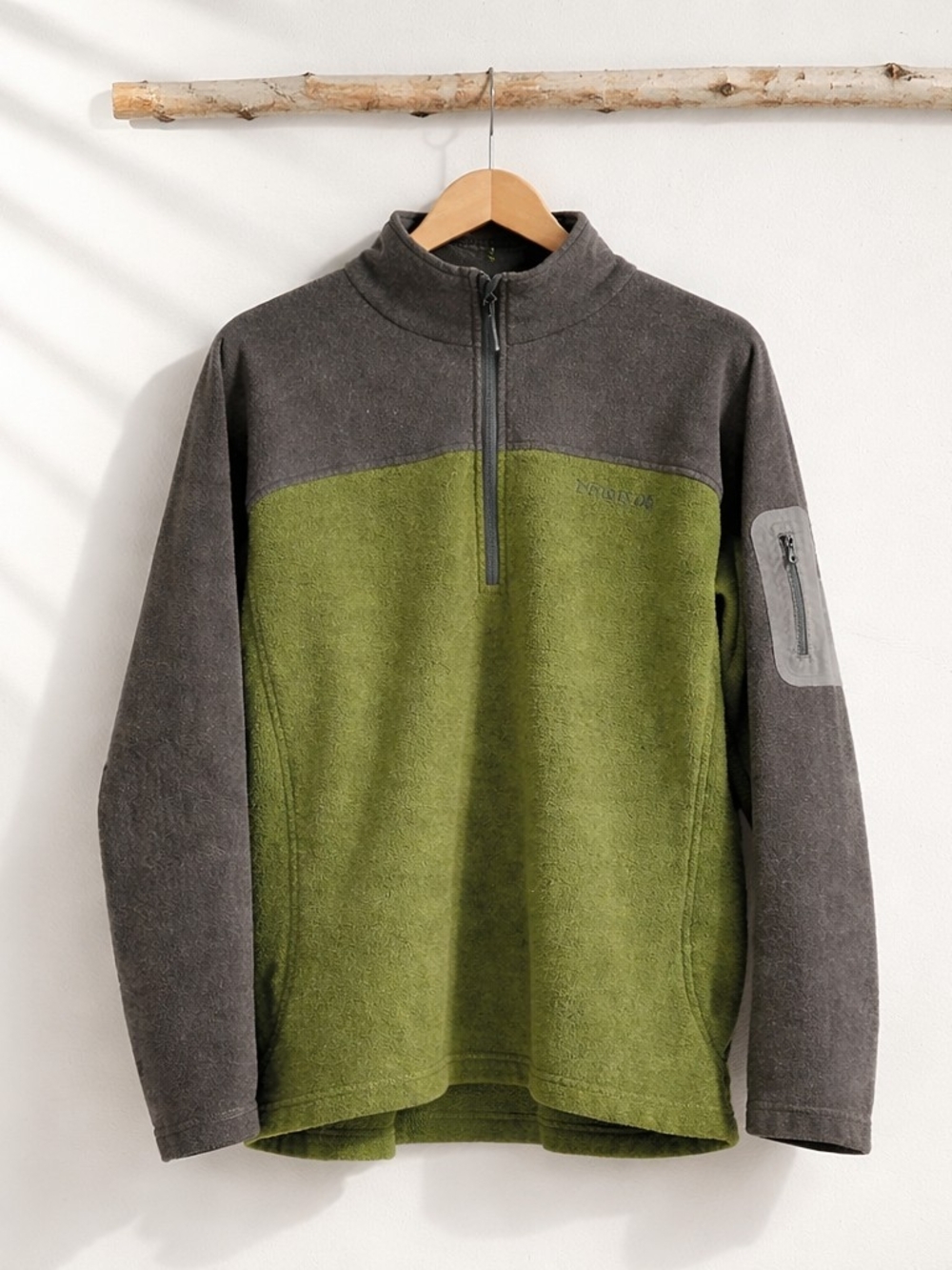 Marmot Fleece Pullover Men's Large Half Zip Colorblock Green Gray Utility Pocket